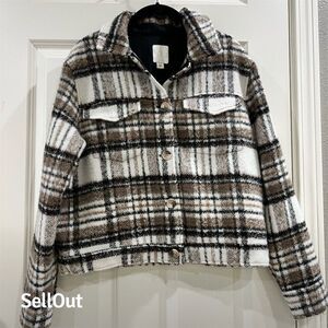 Joie Women's Plaid Button-Front Jacket Brown Size M